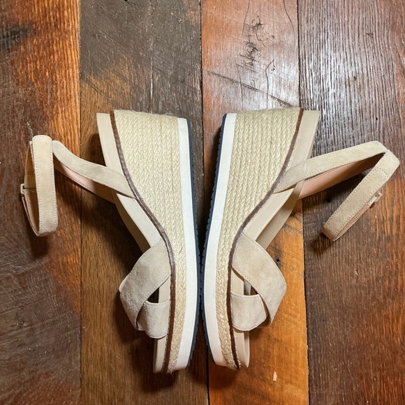 Cole Haan Suede Cross-Strap Wedge Sandals in Beige Size 7.5B - Picture 9 of 11